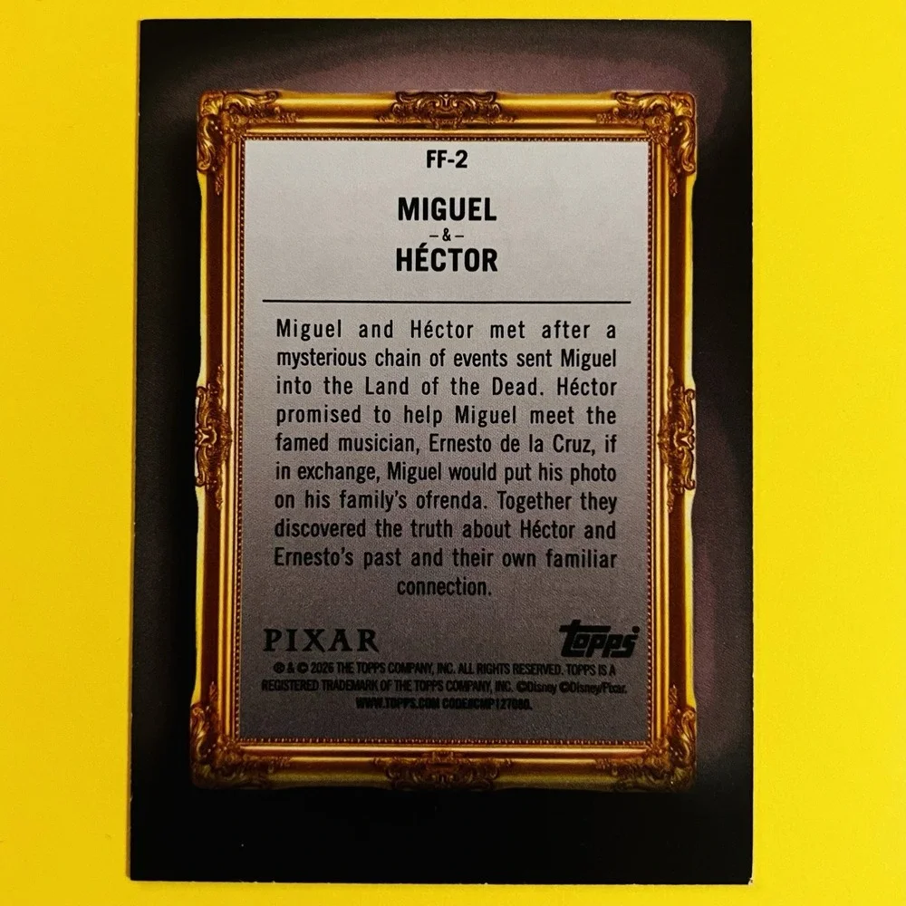 2026‎ Topps Disney Neon #FF-2 Miguel & Hector Family First Insert